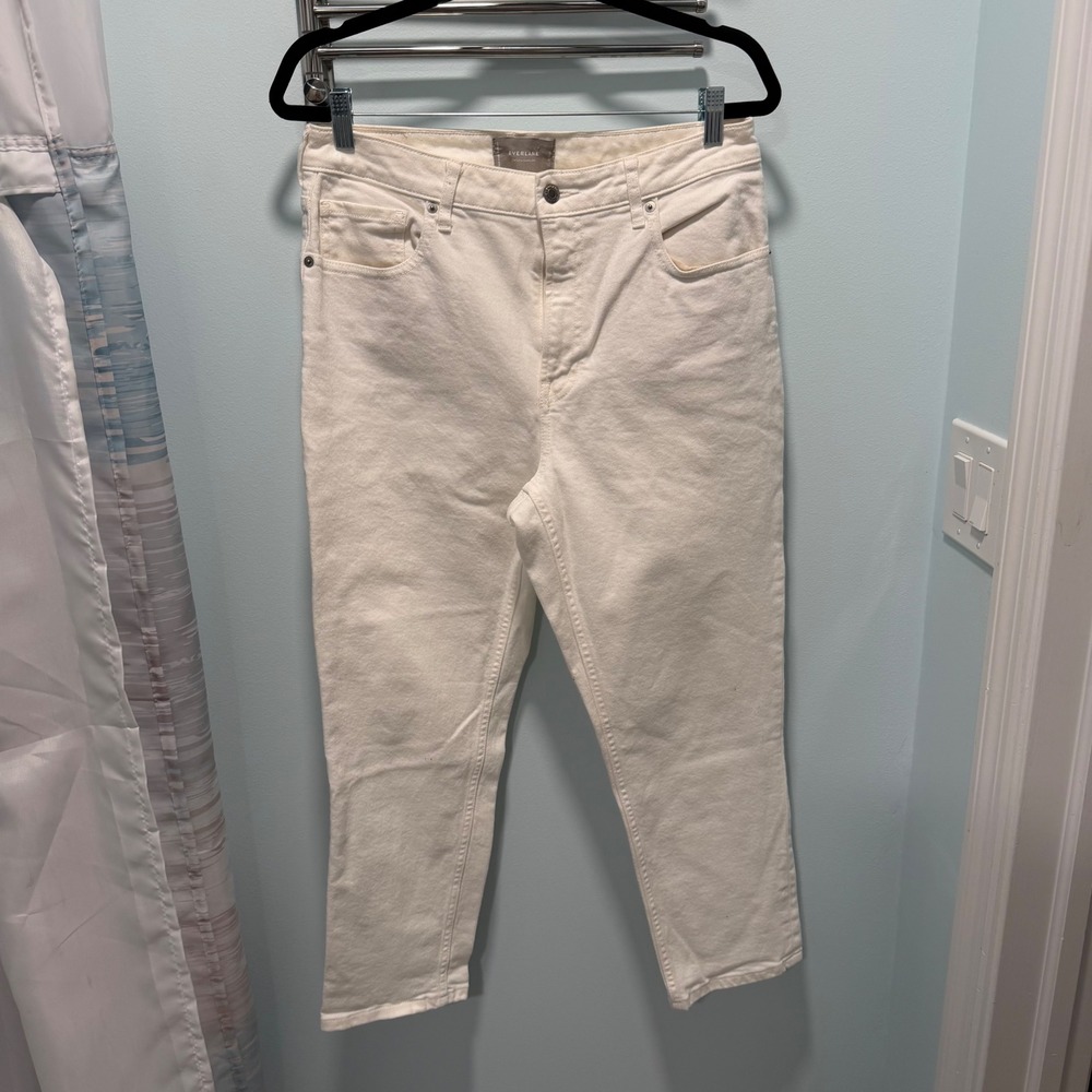 Everlane The Curvy Cheeky Jean White 31 Crop High Rise Minimalist Casual